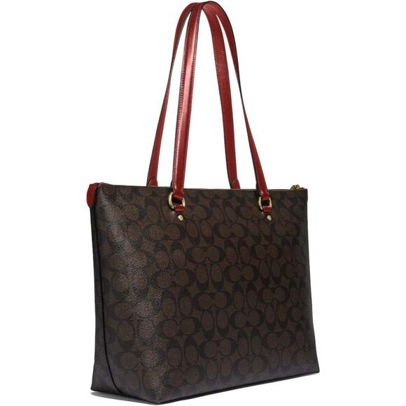 NWT Coach WOMEN Gallery Tote Shoulder Bag (IM/Brown 1941 Red) -L - Picture 3 of 5
